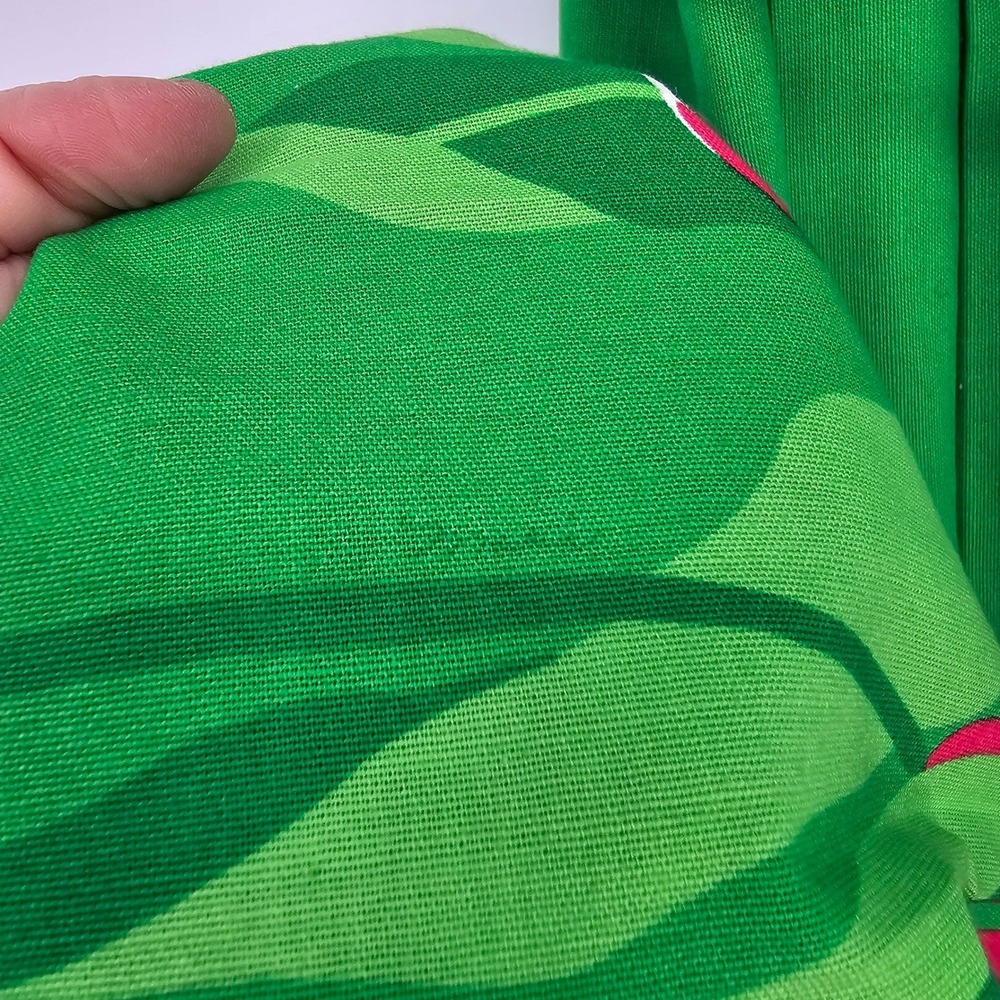 Vintage 60s Malia Honolulu Hawaiian Sundress 10 Green Tulip Border Belted Resort - Picture 5 of 15